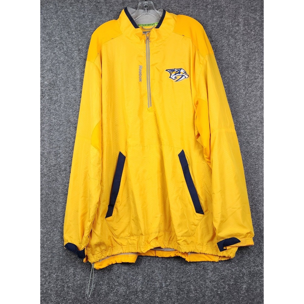 Reebok Nashville Predators NHL Mens 3XL‎ Yellow Quarter Zip Windbreaker Jacket